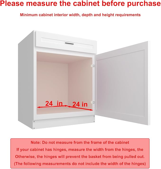 2 Tier Pull Out Cabinet Organizer, 23" W x 21" D Heavy-Duty Metal Sliding Drawer Shelf for Kitchen Cabinets, Chrome, Doesn't Include Door Fittings
