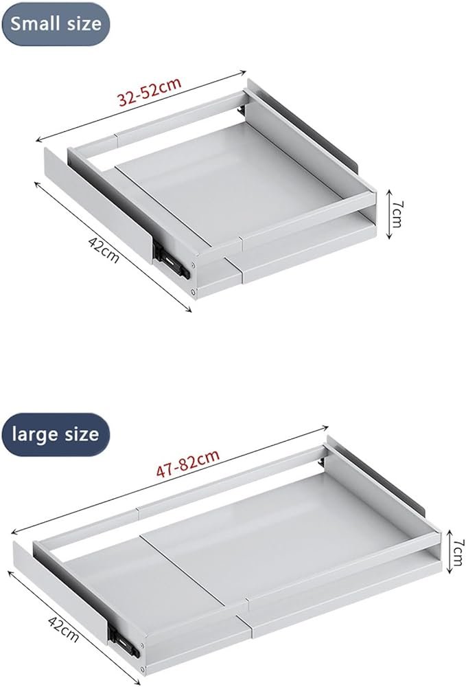 Upgraded version Pull Out Cabinet Organizer, Kitchen Sliding Shelf Under Sink Shelf, No Need Drill, kitchen cabinets, Expandable Drawer Shelves, Telescopic range 47~82cm (42cmX47-82X7cm)