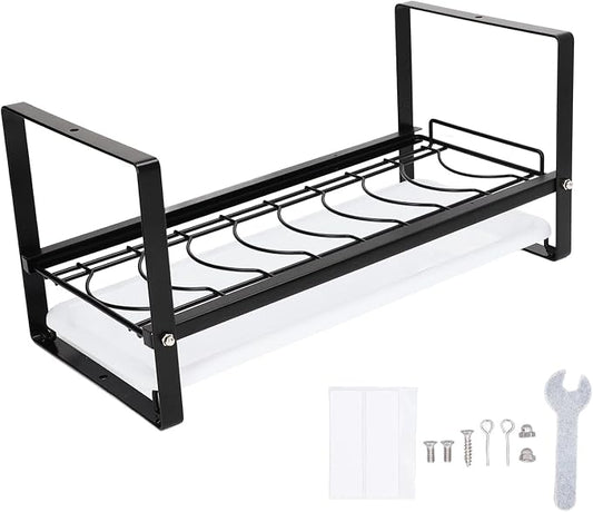 Kitchen Cabinet Storage Shelf Rack Durable Organization for Home (Black)