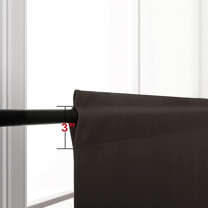 KOUFALL Brown Curtains for Kitchen Window 2 Panels Rod Pocket Room Darkening Blackout Curtains for Small Bathroom Window Bedroom, 34 X 36