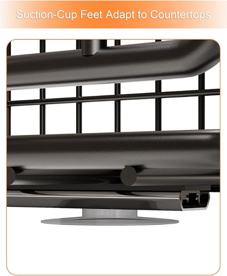 Pull Out Drawers For Kitchen Cupboards- No Drill Drawers for Cabinets Adjustable Non-Slip Feet(Black,23.5x39.5x11 cm)