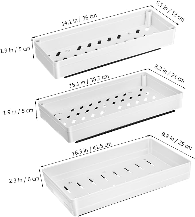 Hemobllo 3pcs Cabinet Pull-Out Organizer Kitchen Shelf Pull-Out Storage Pan Rack Organizer No Drill Spacious