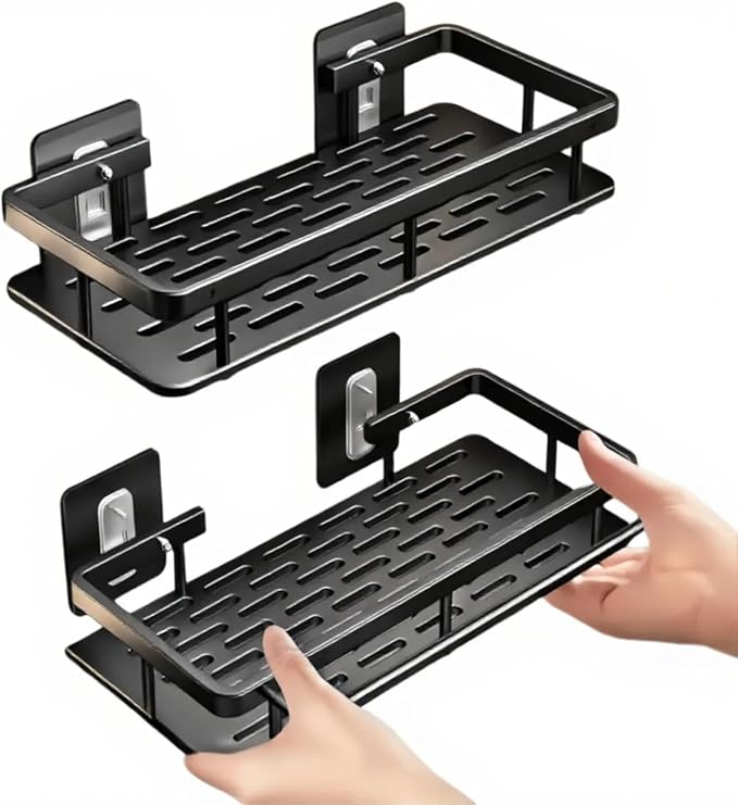 No-Drill Bathroom Storage Rack, Thickened Plastic Reinforced Bathroom Organizer