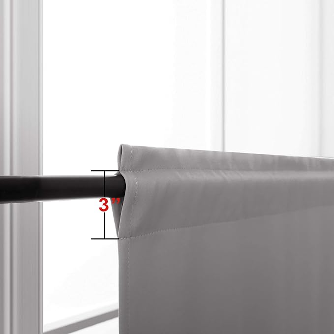 KOUFALL RV Curtains for Camper Windows, Blackout Thermal Insulated Heat Blocking Curtains for Small Windows, Light Grey, 24 Inch Length