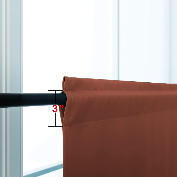 KOUFALL Terracotta Curtains for Kitchen Window,Short Blackout Boho Curtains for Bedroom 2 Panels,Rust Color,36 Inch Length