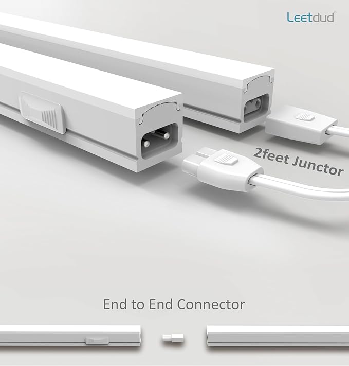 Leetdud Under Cabinet Lighting Plug in, 12 Inch 1 Pc, Linkable AC120V 3CCT 3000K/4000K/5000K Ultra Slim, LED Under Cabinet Lights for Counter Light, Kitchen, Shelf, Sink, Workshop, Desk，White
