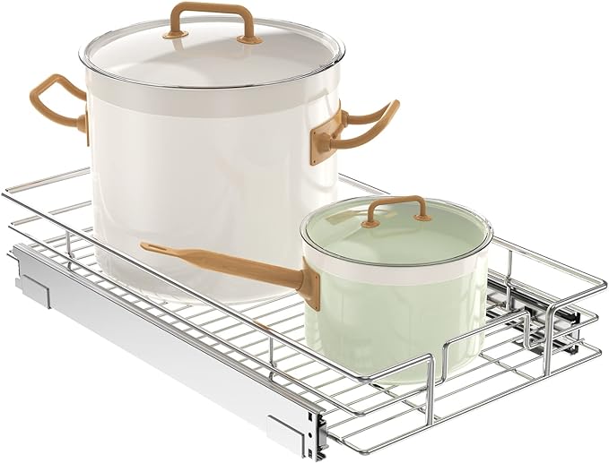 LOVMOR Pull Out Cabinet Organizer 12½" W x 21½" D, Kitchen Cabinet Pull Out Shelves Slide Out Storage