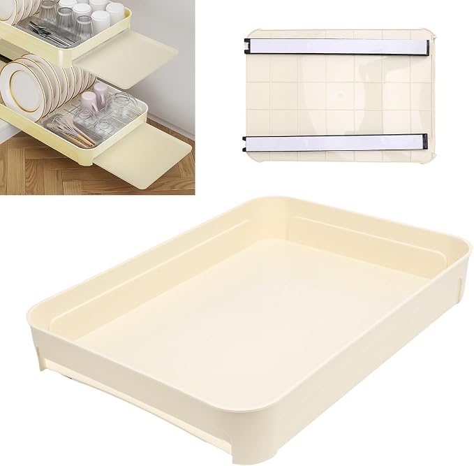 plplaaoo Pull Out Cabinet Organizer No Drill Slide Out Drawer Under Sink Storage Tray with Sliding Rail for Kitchen Bathroom Durable PP Material 16.73x12.01x2.95in
