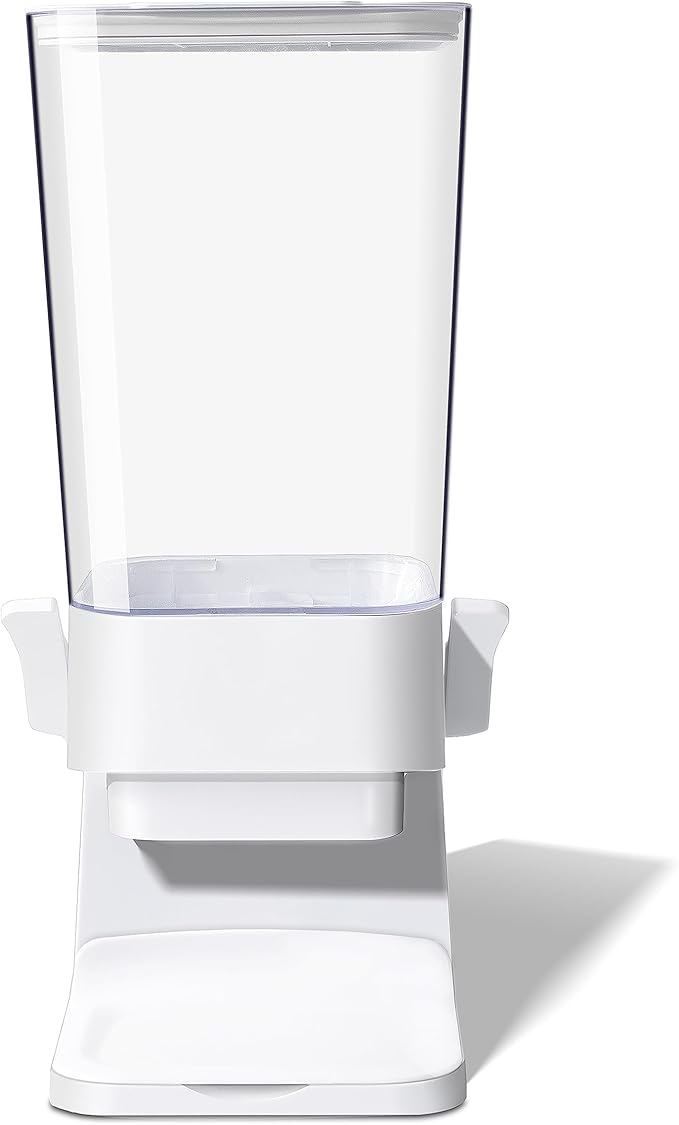 Cereal Dispenser Countertop, 5L Cereal Containers Storage Dispenser for Pantry, Large Dry Food Cereal Dispenser, Not Easy to Crush Cereal, Can Hold Oatmeal, Candy, Snack, Grain, Pet Food (White, 1Pc)