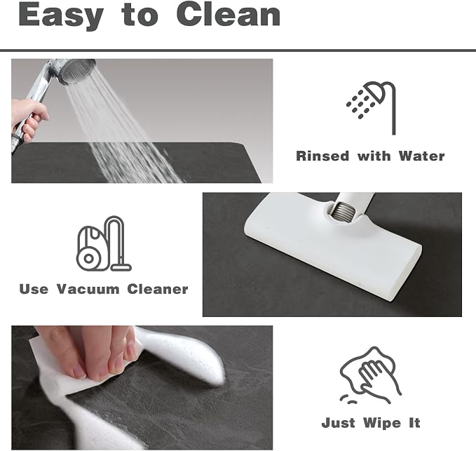 TYUU Bath Mat, Bathroom Rugs Non Slip Washable Thin Absorbent Quick Dry Bath Mat Fits Under Door Bathroom Floor Mat Perfect for Bath, Shower, or Sink 24"x60" Dark Grey