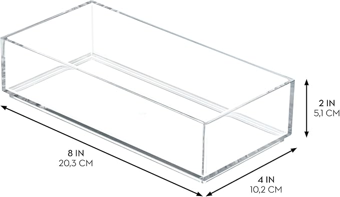iDesign Stackable Makeup Drawer Organizer - Vanity Organizer or Desk Organizer, Set of 3, Clear