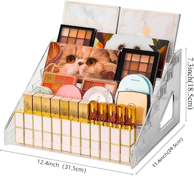 Nail Polish Rack, 7 Layers Clear Acrylic Nail Polish Storage Organizer Display, Freestanding Makeup Caddy for Sunglasses, Cosmetics