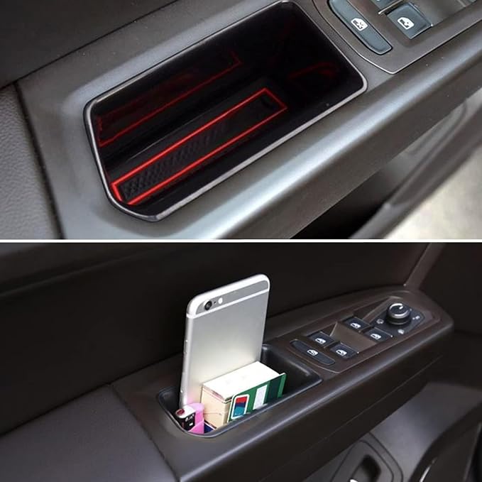 Compatible with VW Atlas and Cross Sport 2018 2019 2020 2021 2022 2023 Accessories Door Grab Handle Storage Box Organizer Tray (Not fit for 2024)