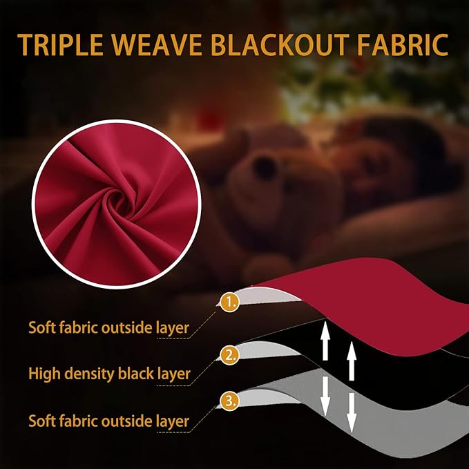 KOUFALL Red Short Curtains for Bedroom 2 Panels Set Blackout Curtains for Small Windows Boys Room Width 34 x 30 Inch Length