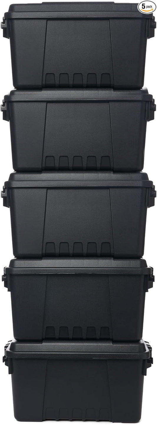 Plano 5 Pack Small Sportsman's Trunk for Outdoor Gear and Tools with Integrated Easy-Glide Wheels for Smooth Transport, Black