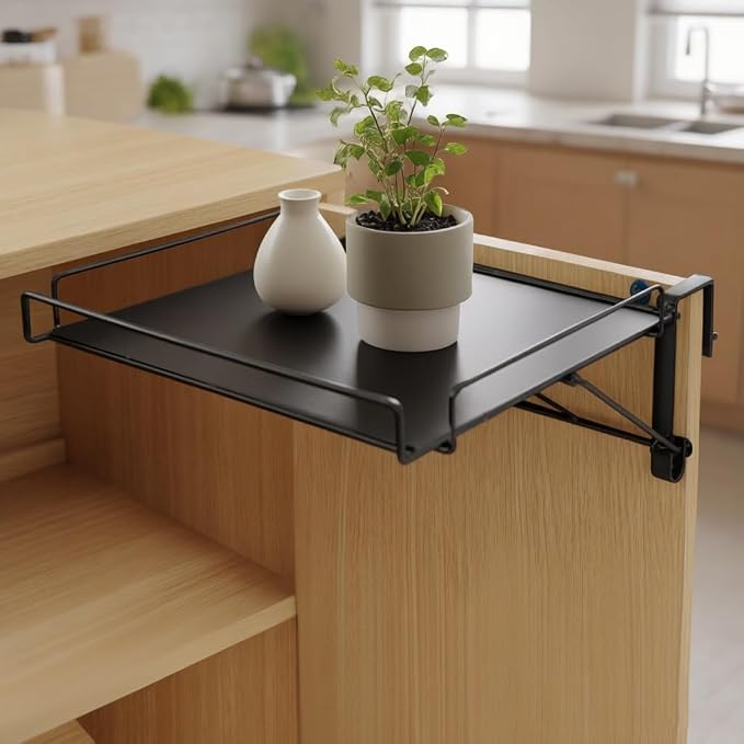 Foldable Cabinet Door Organizer & Countertop Shelf,No Drill Shelf,for Cabinet Pantry Cupboard,Rust-Resistant Design,Easy Installation Easter Gift (Black)
