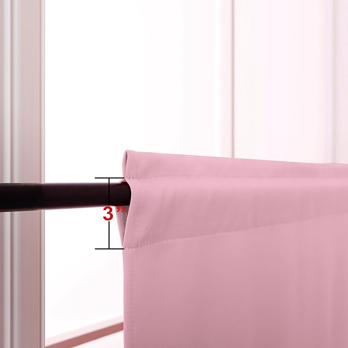 KOUFALL Pink Kitchen Curtains 24x36 Inch Length Set of 2 Pack Rod Pocket Short Curtains for Small Bathroom