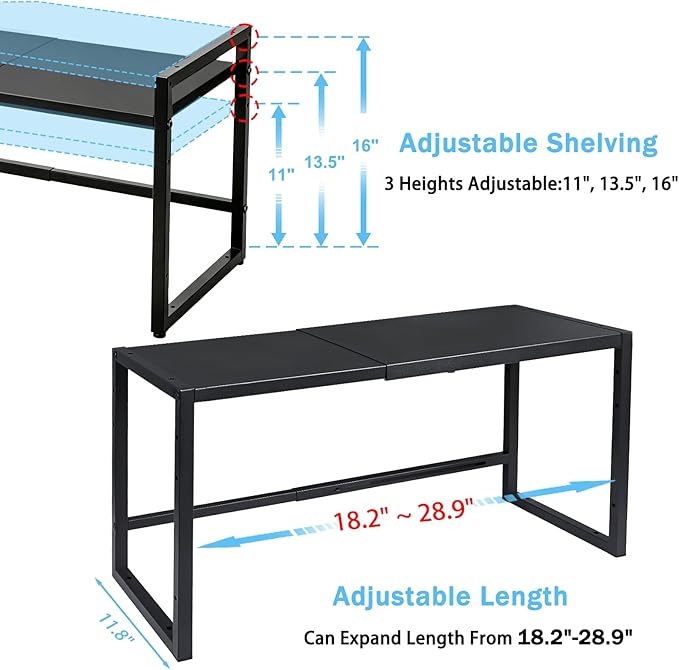 Expandable 110 LBS Heavy Duty Storage Shelves,Metal Shelving Unit for Pots Pans Microwave Small Appliance,Adjustable Storage Rack Shelf Organizer For Kitchen Garage Warehouse Cabinet Closet Pantry