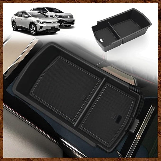 Muslogy for 2023 2024 2025 2026 VW ID.4 ID6 Storage Box Organizer Center Console Tray Interior Accessories Compatible with Volkswagen ID4 ID.6 (2023-2026 Center Console Tray)