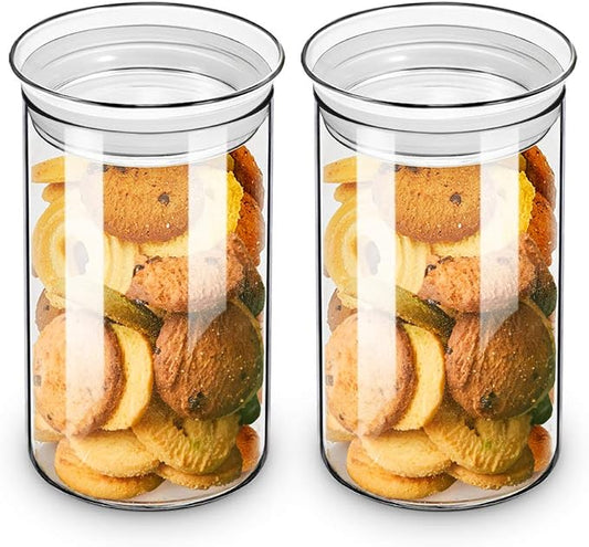 ZENS 37oz Glass Jars Set of 2, Clear Glass Kitchen Canisters with Airtight Lids, Wide Mouth Glass Storage Containers for Cereal, Coffee Beans, Loose Tea