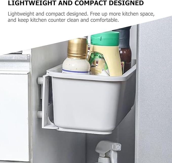 Abaodam Cabinet Pull out Drawer Organizer Grey, Wall-mounted No Drill Kitchen Storage Box Slide-out Design for Pantry and Sink Storage