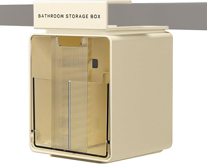 Under Mirror Cabinet Storage Box – No Drill Cosmetic Shelf, Transparent Cotton Pad Organizer, Pull Out Drawer Container, Stackable Makeup Storage for Bathroom Vanity