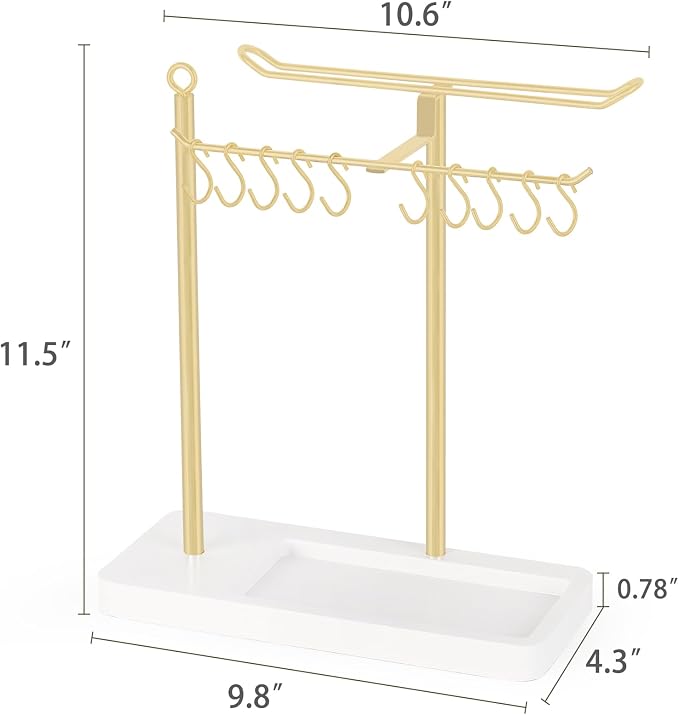 Dahey Headband Holder Multifunctional Hair Accessories Organizer Display Hairbands Claw Clips Scrunchie Metal Storage Stand Stylish Bedroom Dorm Bathroom Vanity Decor for Girls Women, Gold