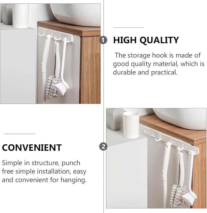 BESPORTBLE 2Pcs Pull-Out Type Plastic Door Behind Hooks, No-Drill Storage Hangers for Kitchen Cabinet, Bathroom, Bedroom Organization
