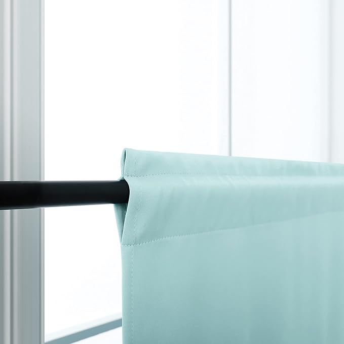 KOUFALL Bathroom Curtains Window Short,Aqua Color Small Blackout Summer Curtains for Living Room,30 Inch Length