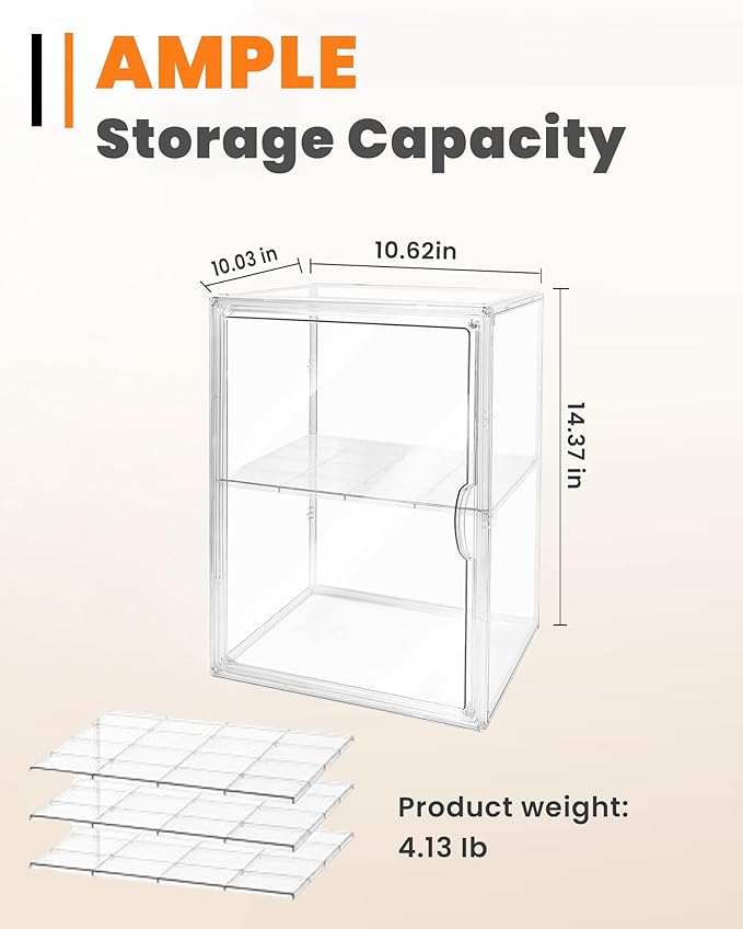 Bread Box,Large Bread Boxs for Kitchen Countertop - 4 Layers Adjustable Bread Storage Container,Clear Boxes for Kitchen Counter, Breads Box Airtight,Bread Holder,Perfect for Bagel Muffins-2Pcs