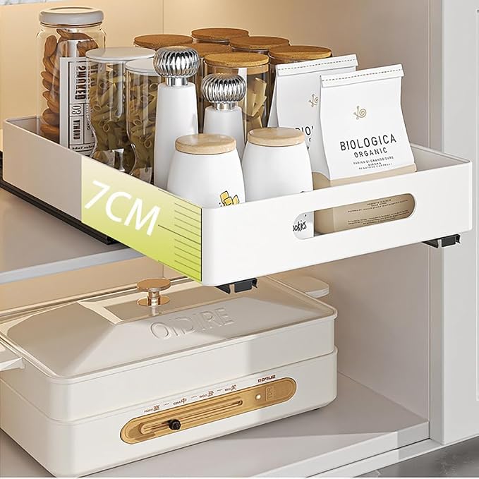 10.2" w x 14.5" d Heavy Duty Pull Out Cabinet Organizer, No Drill Slide Out Drawers with Strong Adhesive Film, Metal Slide Out Shelves for Kitchen Bathroom Pantry Storage, Smooth & Quiet Operation