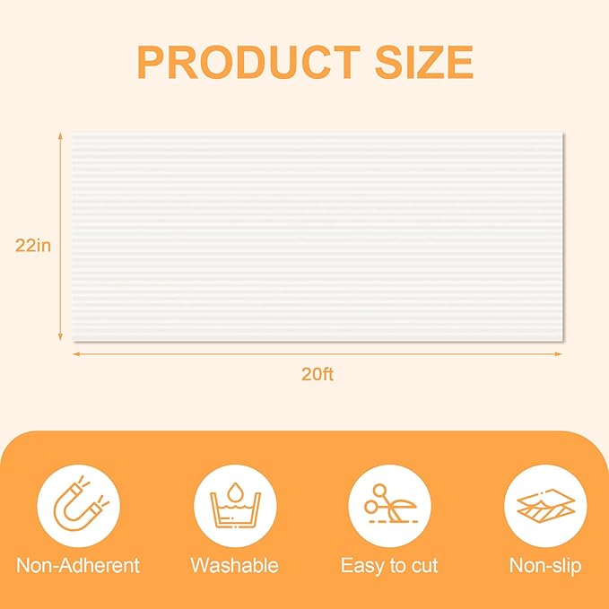 FEXIA Shelf Liners for Kitchen Cabinets Drawer Non Adhesive Non-Slip Liner 22 Inches x 20 FT Waterproof & Oil-Proof Durable Material Fridge Liner for Shelves