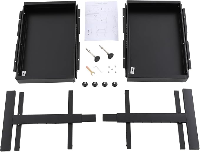 2-Tier Pull Out Cabinet Organizer, Slide Out Drawers with 2 Guide Rails, No Drill Pull Out Drawers Cabinets Shelves for Home Kitchen Pantry (Black)