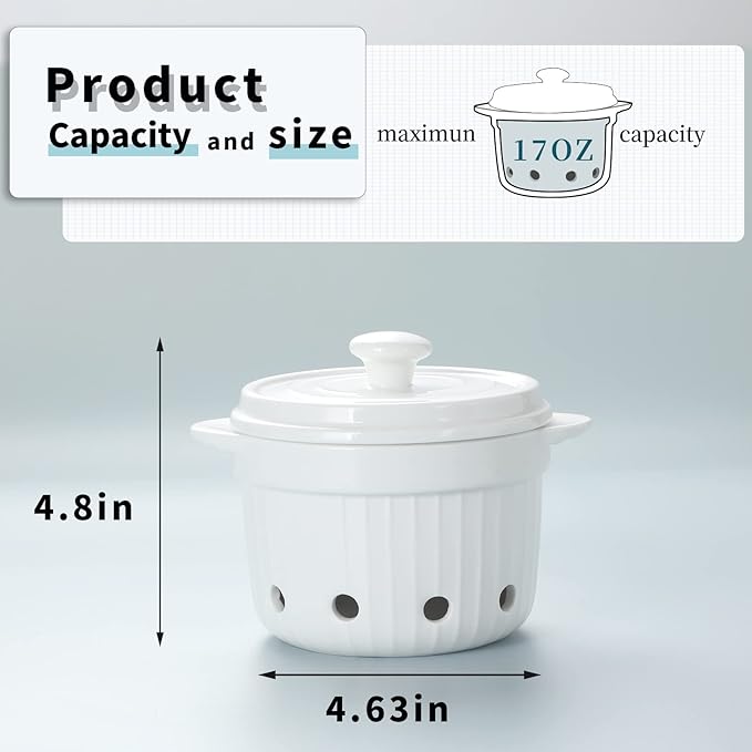 Garlic Keeper with Lid, Ceramic Garlic Saver Container for Countertop, Kitchen Decor (White)