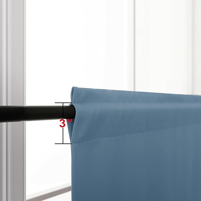 KOUFALL Blue Kitchen Window Curtains Over Sink,Small Blackout Short Rustic Farmhouse Dining Room Curtains 36 Inch Length,Gray Stone Blue