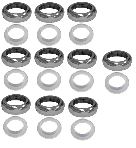 EZ-Fluid 1-1/4" Universal Slip Joint Nut and Tailpiece Poly Washer Gasket,Chrome for Under Sink Lavatory Kitchen Sink Tubular (10)