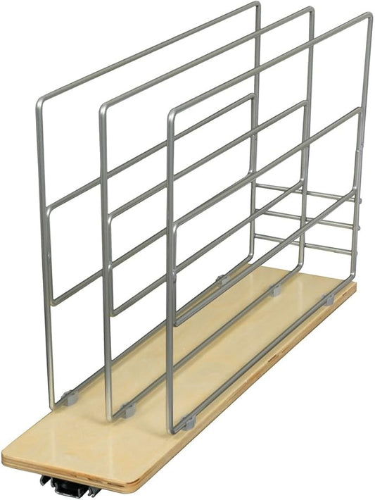 Knape & Vogt TDRO-FNW-6 in. Tray Divider Roll Out Cabinet Organizer, Frosted Nickel