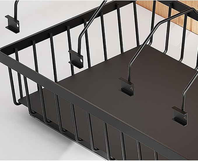 Pull Out Cabinet Organizer, Multifunctional Sliding Mesh Cabinet Basket, No Drill Pull Out Shelf Storage Drawer for Kitchen Bathroom Home Pantry Black [Standard] One Size