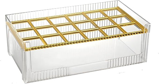 18 Grids Lipsticks Organizer, Clear Acrylic | Lip Gloss Holder, Storage Display Case, For Chapstick & Lip Balm, 1 Pack