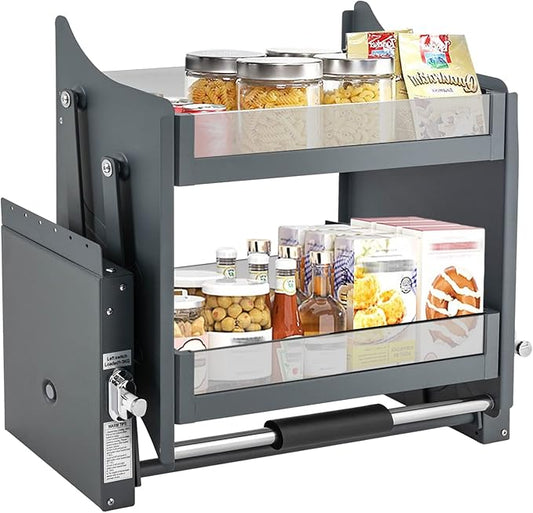 2-Tier Stainless Steel Pull-down Organizer, Ideal Slide out Spice Rack for Cabinet, Blind Corner Cabinet with 4 Baskets (Pull-down)