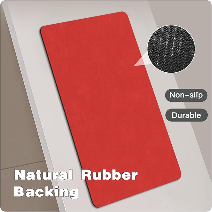 TYUU Toilet Rug, Thin Toilet Rugs U Shaped Washable Non Slip Absorbent Quick Dry Low Pile Toilet Mat, 20"x24" U Shape Red