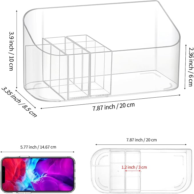 Clear Makeup Tray Holder Organizer Cosmetic Display Case, Small Makeup Organizer for Vanity Bathroom Counter Countertop Tabletop Desktop Vanity Drawers (Clear)