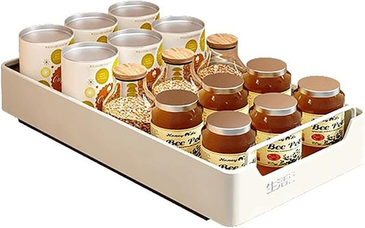 Extendable Sliding Drawer,Extendable Drawer For Kitchen Storage,Slide Out Drawer Storage Shelves for Kitchen Cupboard,No Need Drill and Nailing,for Cabinets Kitchen Living Room.(Size:20*43*7cm)