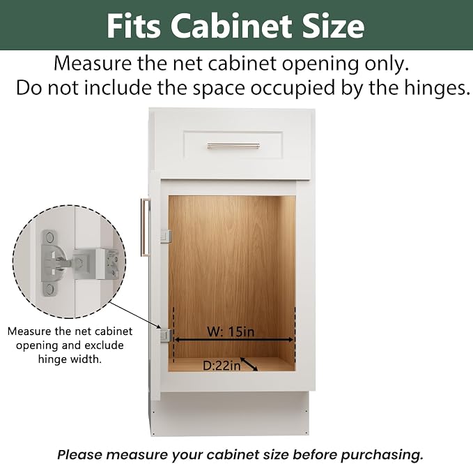 LOVMOR 2 Tier Individual Pull Out Cabinet Organizer 14½" W x 21½" D, Slide Out Kitchen Cabinet Storage Sliding Shelves