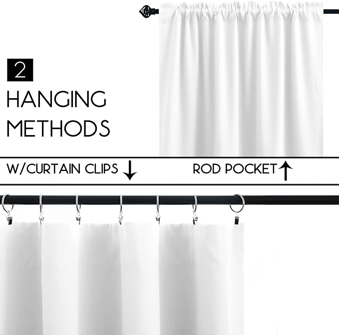 KOUFALL Small Window Curtains White Short 24 Inch Length Semi Blackout for Kitchen Bathroom Door Laundry Room
