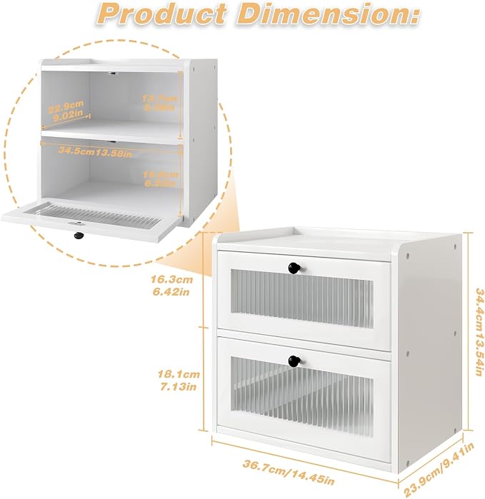 Alpeir Double Layer Large Bread Box for Kitchen Countertop, White | Ventilation Hole, Longer Fresh, Natural Wood, Fit Homemade Bread & Baked, Extra Top Storage, Acrylic Window, Modern Style
