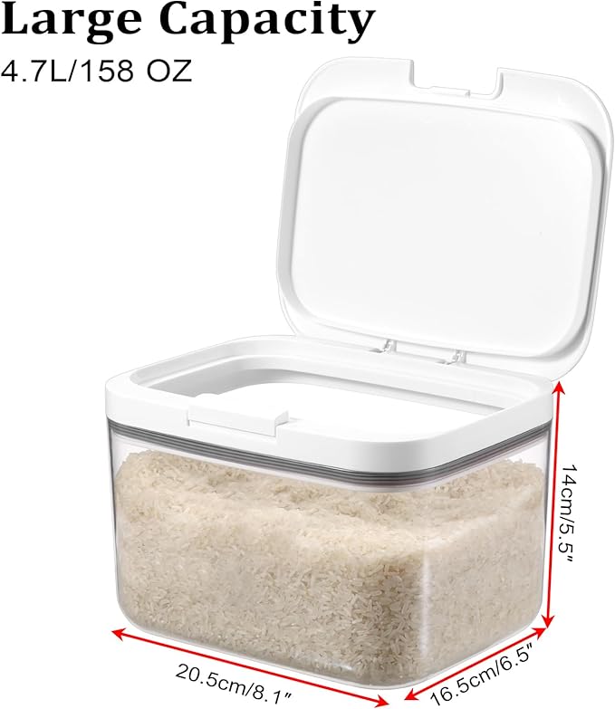 Kokone Flour Storage Container Airtight Rice Container for Kitchen Plastic Rice Dispenser with Lid & Cup Practical Food Storage Container for Grain Sugar Oatmeal Laundry Pods Dishwasher Pods
