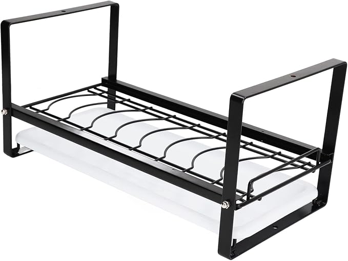 Kitchen Cabinet Storage Shelf Rack Durable Organization for Home (Black)