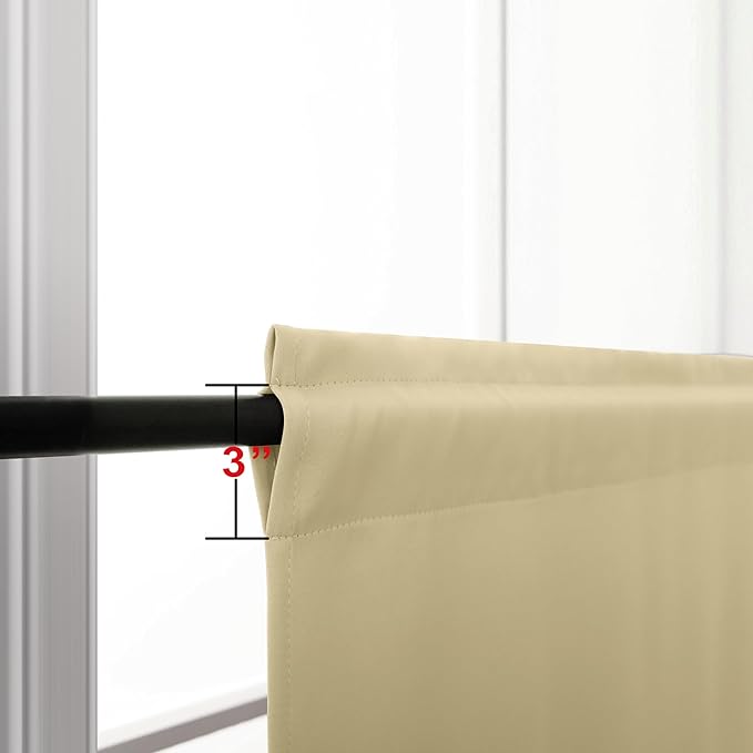 KOUFALL Rod Pocket Blackout Tier Short Curtains-Biscotti Beige-34x30