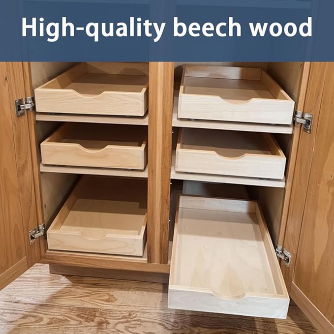 Pull Out Cabinet Drawers - 6x2 Size Options (12-23'W,18-21'D), Pre-Assembled with Soft Close Slides, Solid Beechwood, Easy Installation(29'W x 21'D)